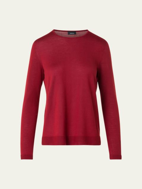AKRIS Cashmere-Silk Fine Gauge Seamless Knit Sweater