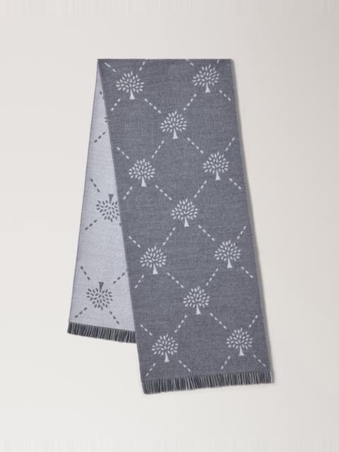 Mulberry Mulberry Diamond Tree Jacquard Scarf Foggy Grey & Light Grey Wool