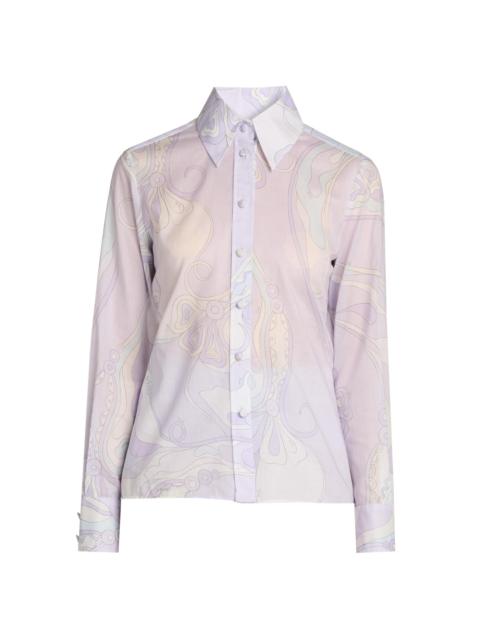 PUCCI Women's Passepartout Cotton Muslin Slim-Fit Shirt - Lavander