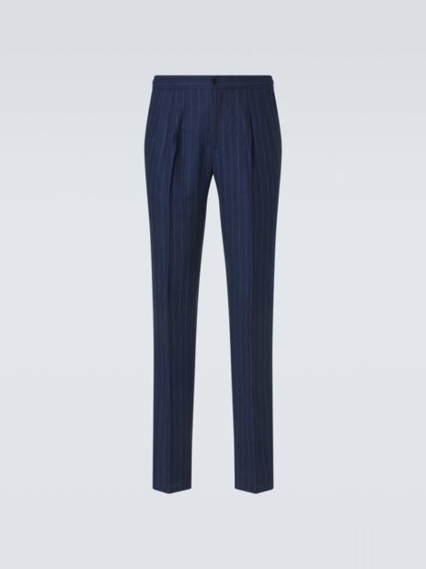 RUBINACCI Pinstripe wool and linen straight pants
