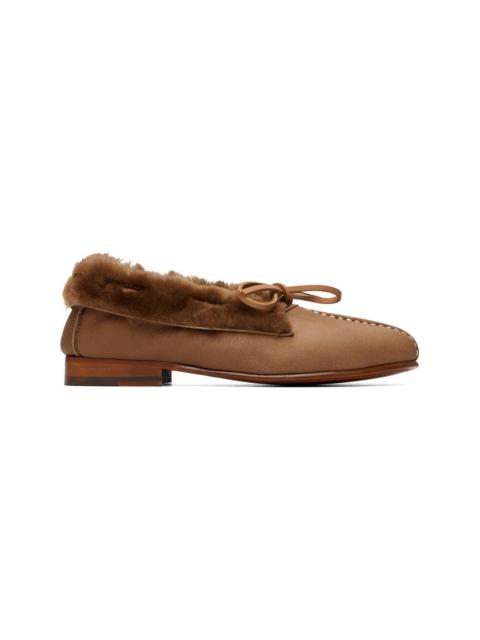 HEREU Tan Tilla Shearling Loafers