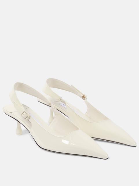 JIMMY CHOO Amel 50 patent leather slingback pumps