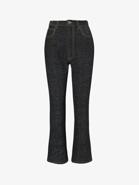 Alaïa Cropped straight-leg high-rise cotton-blend jeans