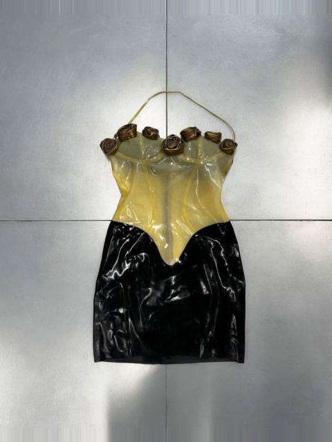 POSTER GIRL BLACK AND GOLD LATEX DRESS