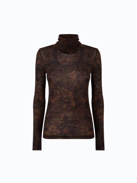PINKO TURTLENECK SWEATER WITH FLORAL CAMOUFLAGE PRINT