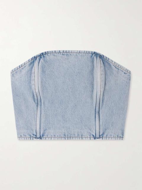 WARDROBE.NYC Strapless denim top Blue