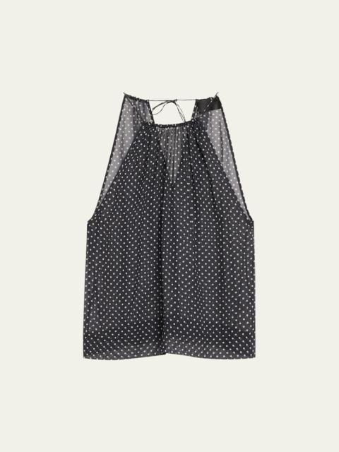 NILI LOTAN Nikki Silk Polka Dot Halter Top