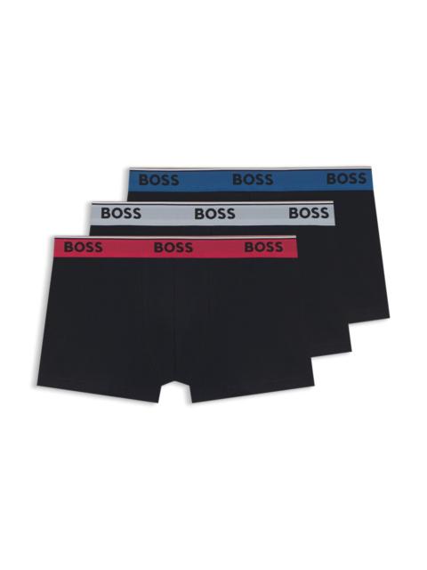 BOSS THREE-PACK OF STRETCH-COTTON TRUNKS WITH LOGO WAISTBANDS
