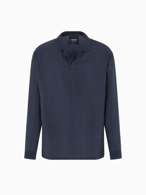 GIORGIO ARMANI JACQUARD CUPRO POLO SHIRT