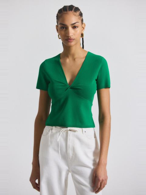 DEREK LAM 10 CROSBY BELLE VISCOSE COMPACT KNIT TWIST FRONT SWEATER