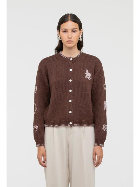 SHRIMPS Hartley Cardigan - Chocolate Brown/Pale Pink