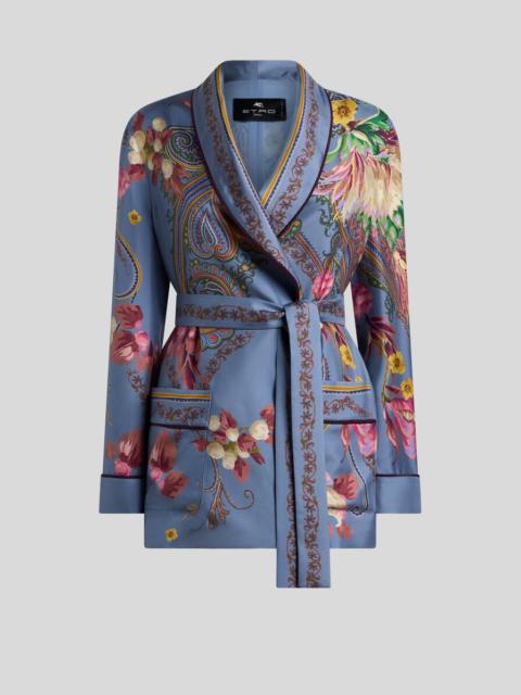 Etro SILK JACKET WITH BELT AND FLORAL PAISLEY MOTIF