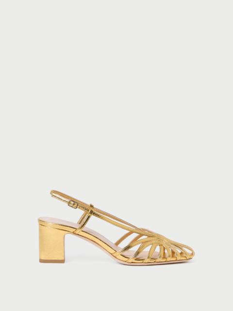LOEFFLER RANDALL Priscilla Gold Lattice Heeled Sandal