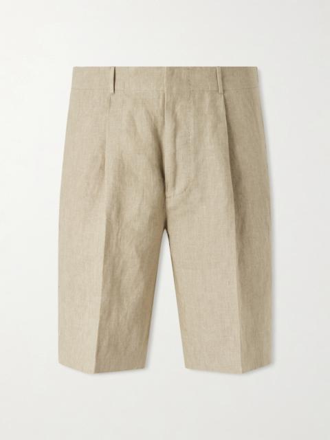 SLOWEAR Straight-Leg Pleated Linen Shorts