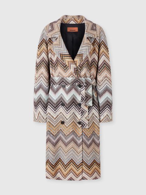 Missoni Viscose and lamé wool trench coat with belt