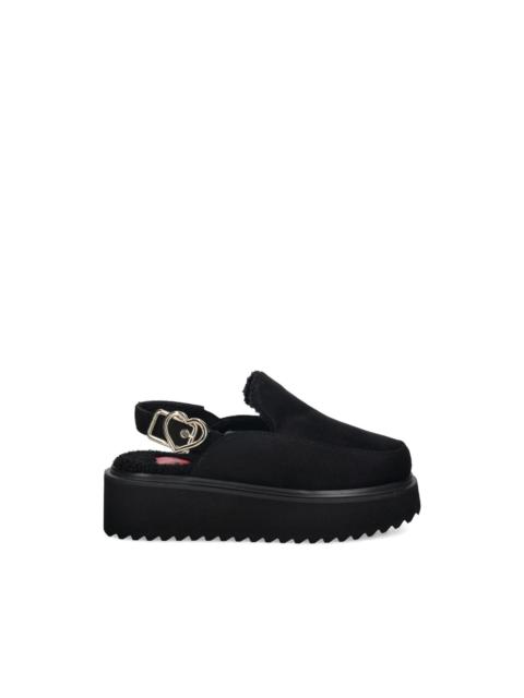 Moschino heart-buckle platform mules