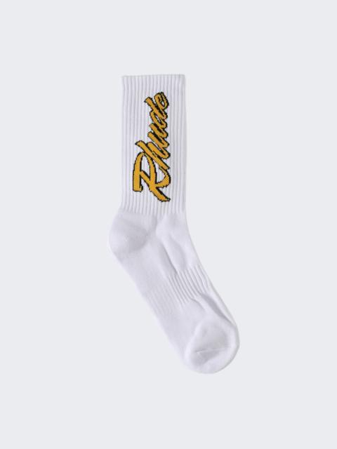 Rhude Rhude Legends Script Sock White And Yellow