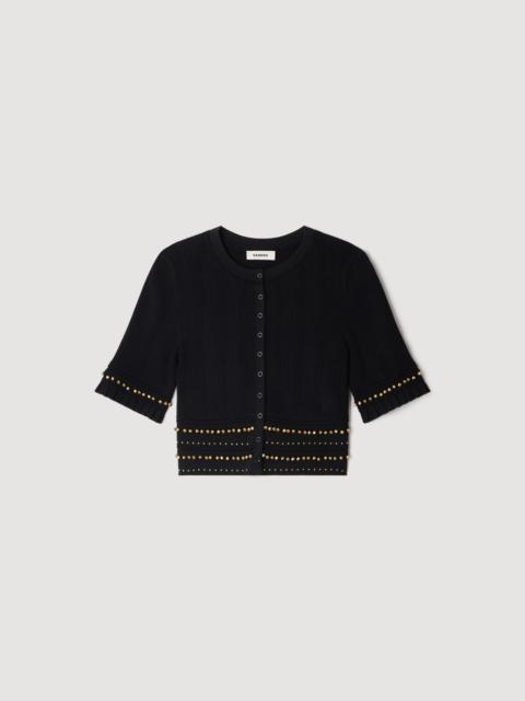 Sandro CROPPED KNIT TOP WITH TASSELS