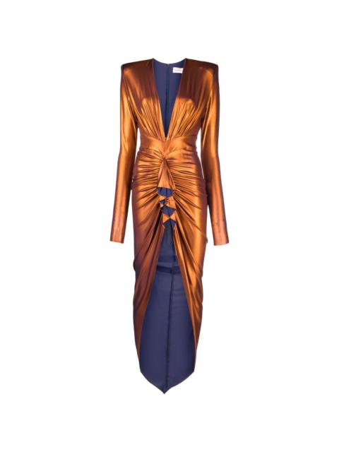 ALEXANDRE VAUTHIER lamé gathered maxi dress