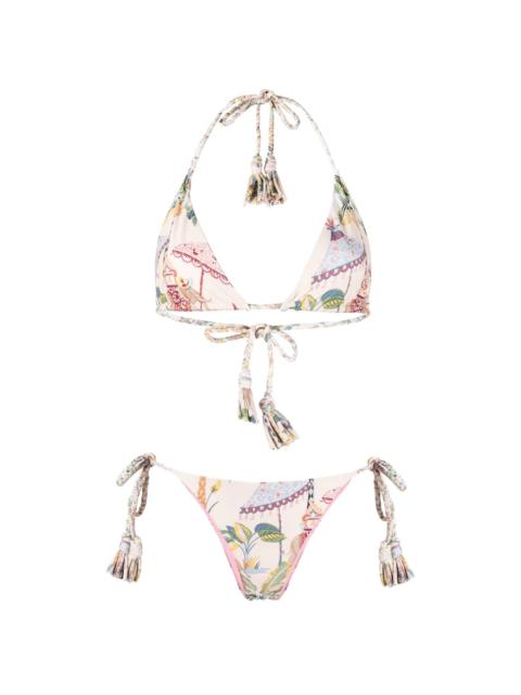 REDValentino jungle-print halterneck bikini