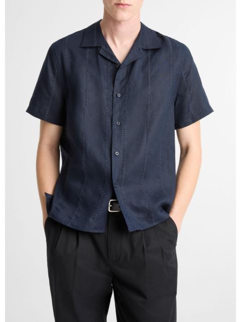 Eyelet Stripe Linen Cabana Shirt