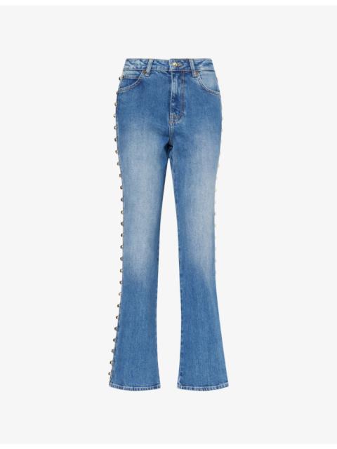 SIMKHAI Amelia High-Rise Studded Denim Jeans
