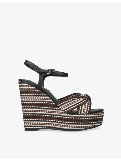 STEVE MADDEN Aztec Heeled Leather Wedge Sandals