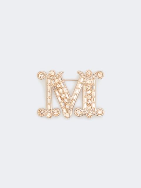 Max Mara BATH2 Crystal-adorned Monogram brooch - PINK