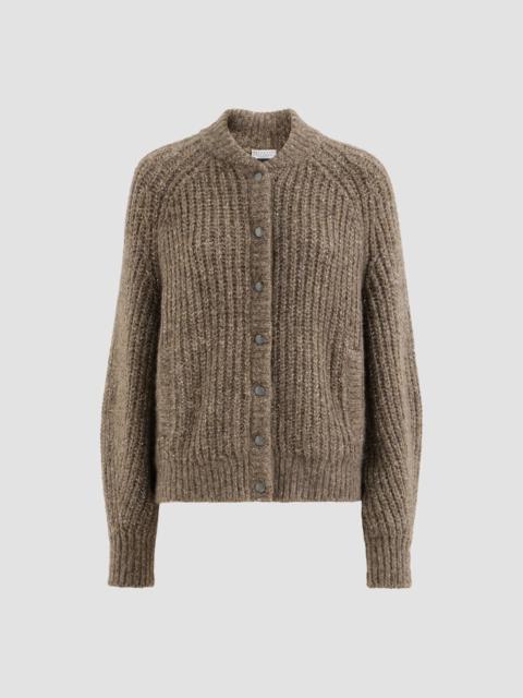Brunello Cucinelli Women's Dazzling Cashmere and Silk English Rib Cardigan - Brown
