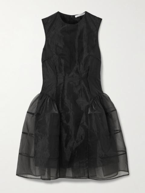 CECILIE BAHNSEN Claudie Gathered Paneled Organza And Satin Mini Dress