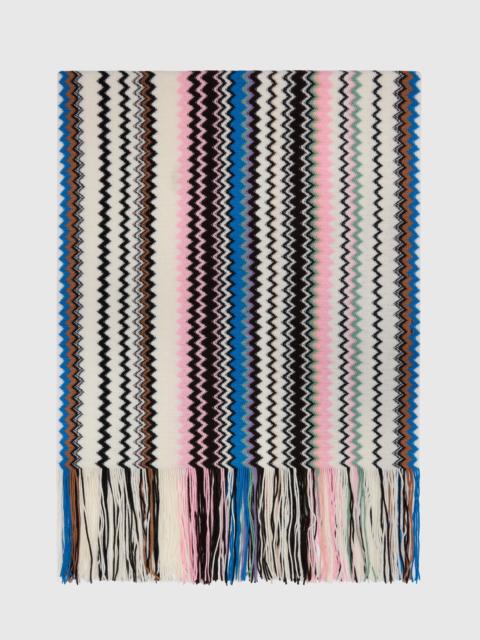 Missoni Zig zag wool-blend scarf with fringes