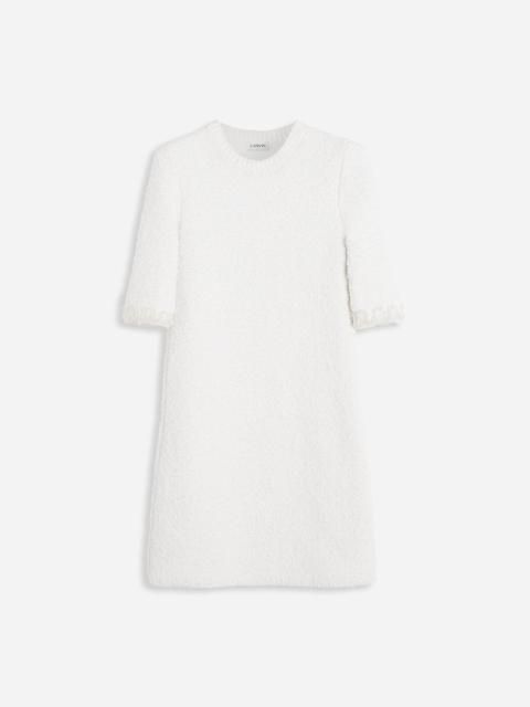 Lanvin SHORT SLEEVE MINI EMBROIDERED DRESS IN TWEED KNIT