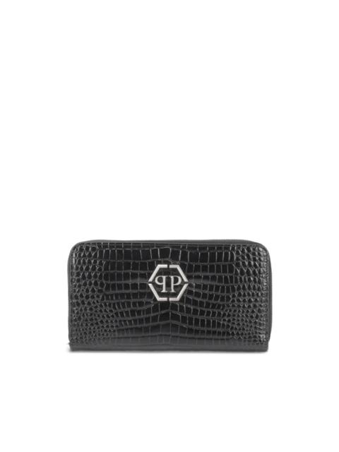 PHILIPP PLEIN croc-embossed zip-around wallet
