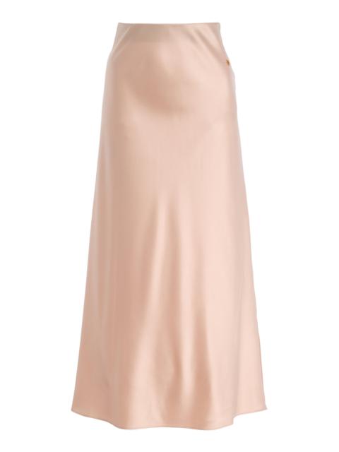 ÉTERNE Camila Stretch-Silk Midi Skirt pink