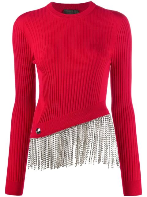 PHILIPP PLEIN crystal-hem ribbed top