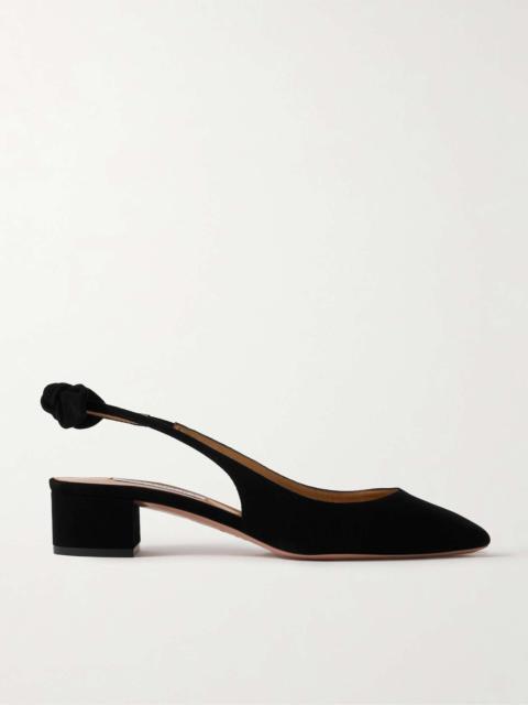 AQUAZZURA Very Bow 35 suede slingback pumps
