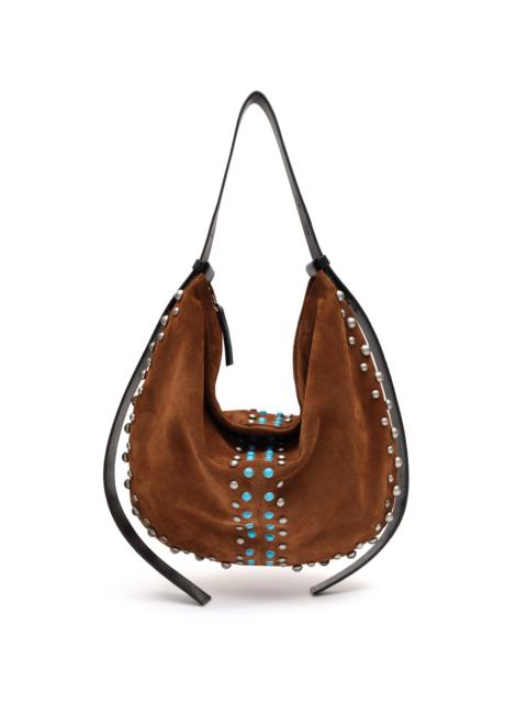 SIEDRÉS Mona Studded Suede Shoulder Bag brown