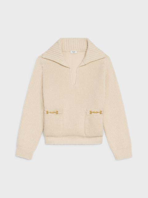 CELINE OPEN-COLLAR SWEATER IN SEAMLESS CASHMERE