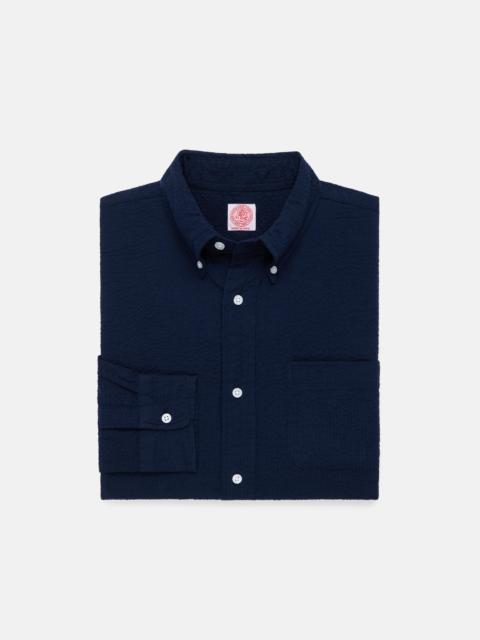 J. PRESS NAVY SEERSUCKER SPORT SHIRT