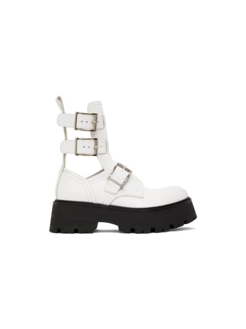 Alexander McQueen White Rave Buckle Boots