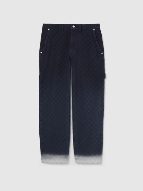 GUCCI Bleached GG cotton denim jacquard pant