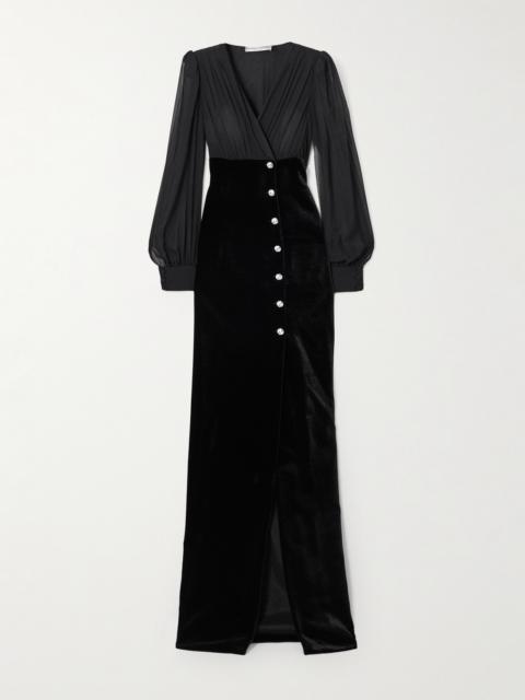 Alessandra Rich Velvet And Silk-georgette Gown