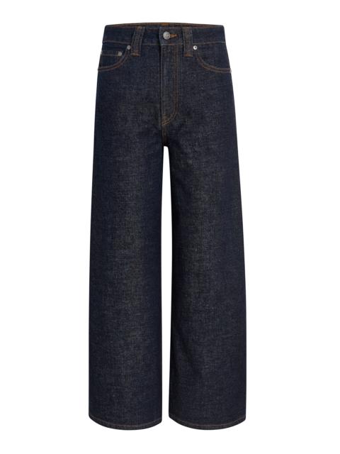 KHAITE Dane Mid-Rise Stretch Denim Wide-Leg Jeans dark wash