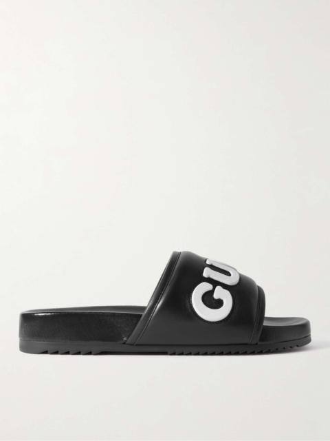 GUCCI Logo-Appliquéd Leather Slides