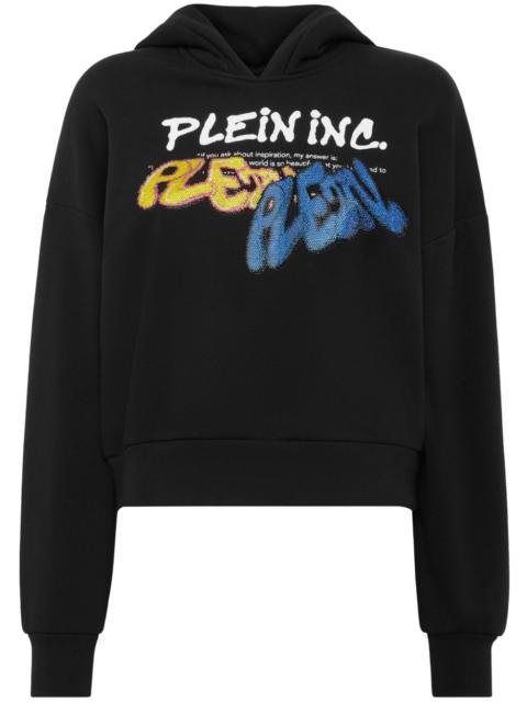 logo-print cropped hoodie