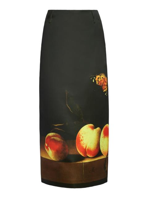 Dries Van Noten Sentista Printed Satin Midi Skirt