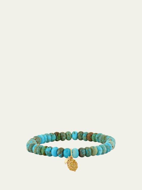 SYDNEY EVAN 14K Yellow Sapphire Lemon Charm on Turquoise Bracelet