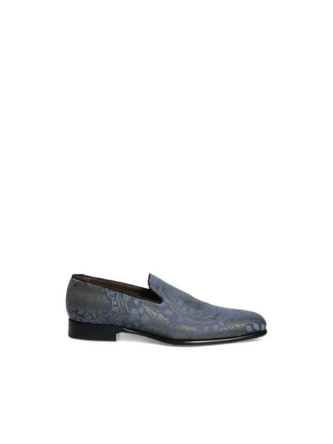 Dolce & Gabbana blue floral-brocade slip-on loafers