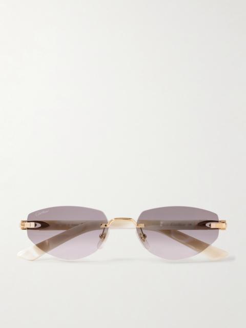 Cartier Signature C Décor Rimless Cat-eye Gold-tone And Acetate Sunglasses