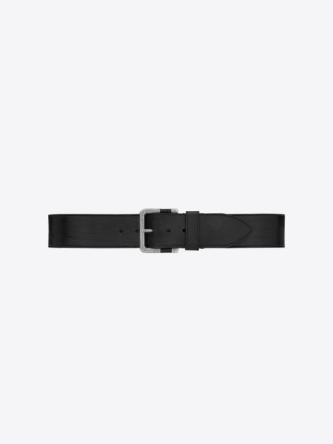 SAINT LAURENT carree buckle wide belt in vegetable-tanned leather
